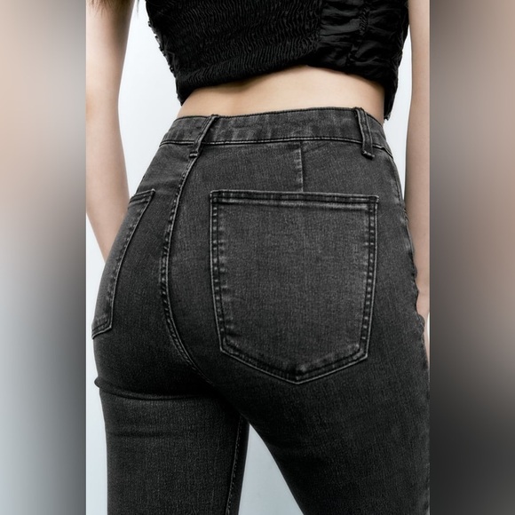NEW Zara High Rise Skinny Leg Super Elastic TRF Grey Denim Jeggings Jeans - Picture 4 of 9